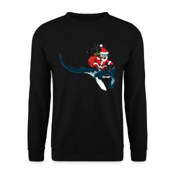 Christmas Manta Ray Xmas Diving Gift Idea - Unisex Sweatshirt - black - Front - Alina (178cm) & Michal (187cm)
