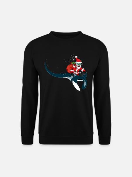 Santa reitet Rochen um Geschenke auszuliefern - Unisex Pullover - Schwarz