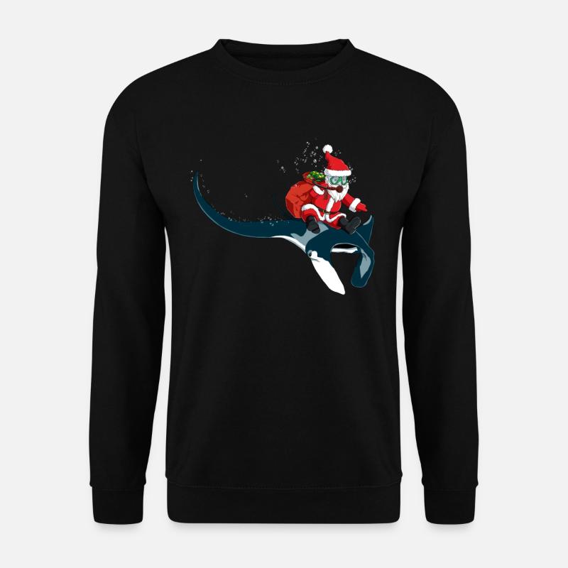 Santa reitet Rochen um Geschenke auszuliefern - Unisex Pullover - Schwarz