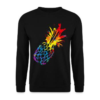 Buntes Ananas - Unisex Pullover - Schwarz - Vorne - Alina (178cm) & Michal (187cm)