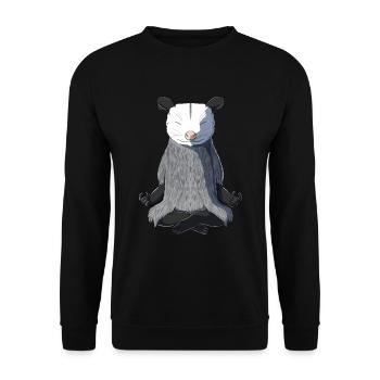 Opossums Meditiert - Unisex Pullover - Schwarz - Vorne - Alina (178cm) & Michal (187cm)