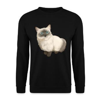 Ragdoll Katze - Unisex Pullover - Schwarz - Vorne - Alina (178cm) & Michal (187cm)