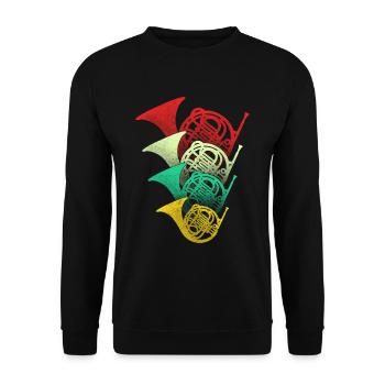 French Horn Orchester - Unisex Pullover - Schwarz - Vorne - Alina (178cm) & Michal (187cm)