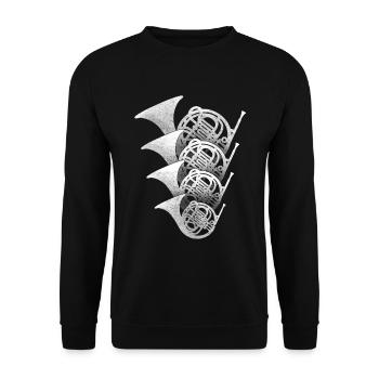 French Horn Orchester - Unisex Pullover - Schwarz - Vorne - Alina (178cm) & Michal (187cm)