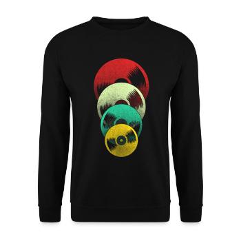 Retro Schallplatte - Unisex Pullover - Schwarz - Vorne - Alina (178cm) & Michal (187cm)
