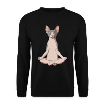 Sphynx Katze - Unisex Pullover - Schwarz - Vorne - Alina (178cm) & Michal (187cm)