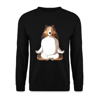 Yoga Sheltie Shetland Sheepdog - Sweat-shirt Unisexe - noir - Devant - Alina (178cm) & Michal (187cm)