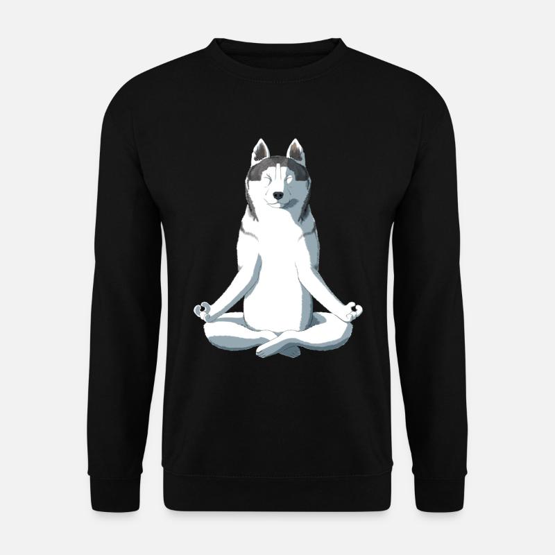 Yoga Husky Hund - Unisex Pullover - Schwarz