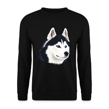 Husky Dog - Unisex Sweatshirt - black - Front - Alina (178cm) & Michal (187cm)
