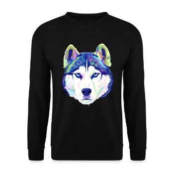 Splash Siberian Husky Dog - Unisex Sweatshirt - black - Front - Alina (178cm) & Michal (187cm)