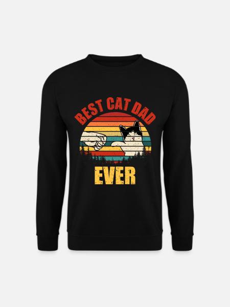 Best Cat Dad Ever Katzen Papa Vater Haustier Meow - Unisex Pullover - Schwarz
