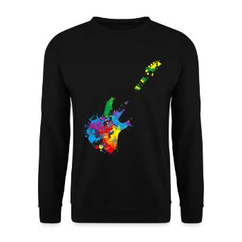 Elektrogitarre Musiker Geschenk für Gitarristen - Unisex Pullover - Schwarz - Vorne - Alina (178cm) & Michal (187cm)