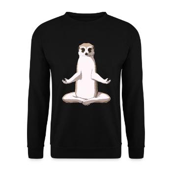 Meditation Erdmännchen - Unisex Pullover - Schwarz - Vorne - Alina (178cm) & Michal (187cm)