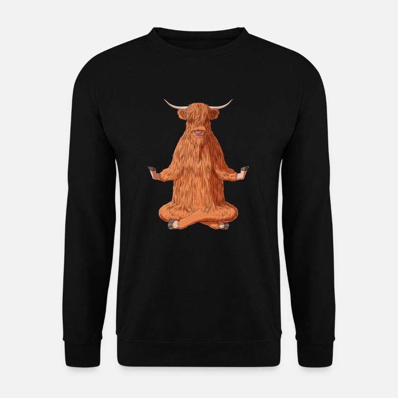 Yoga Schottisches Hochlandrind - Unisex Pullover - Schwarz