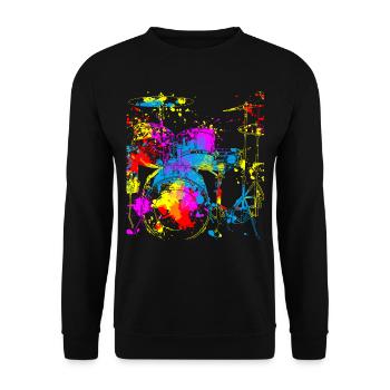 Schlagzeug Musiker Geschenk für Schlagzeuger - Unisex Pullover - Schwarz - Vorne - Alina (178cm) & Michal (187cm)