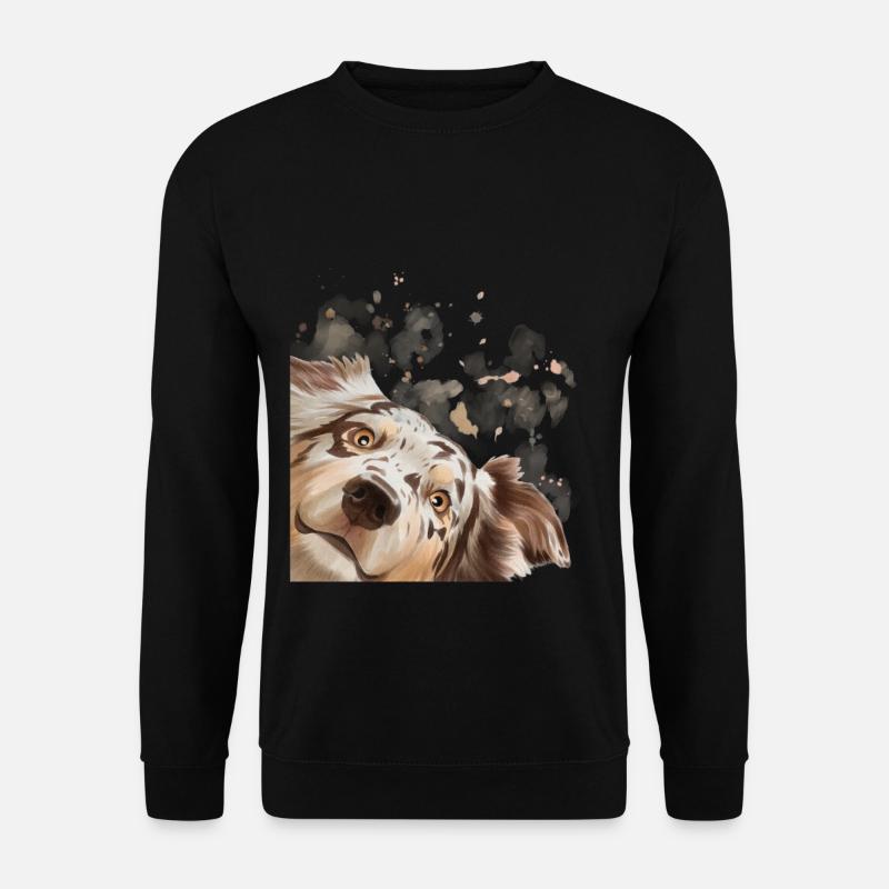 Dog Curious Australian Shepherd Dog - Unisex Sweatshirt - black