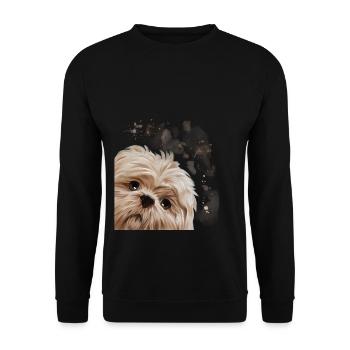 Hund Neugieriges Shih Tzu - Unisex Pullover - Schwarz - Vorne - Alina (178cm) & Michal (187cm)
