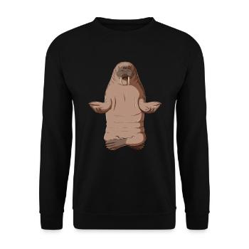 Yoga Walross - Unisex Pullover - Schwarz - Vorne - Alina (178cm) & Michal (187cm)