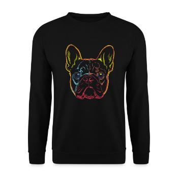 Bunte Französische Bulldogge - Unisex Pullover - Schwarz - Vorne - Alina (178cm) & Michal (187cm)