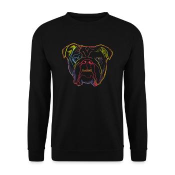 Bunte Englische Bulldogge - Unisex Pullover - Schwarz - Vorne - Alina (178cm) & Michal (187cm)
