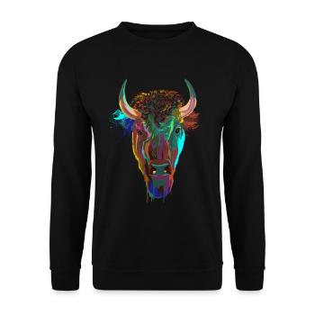 Splash Bison - Sweat-shirt Unisexe - noir - Devant - Alina (178cm) & Michal (187cm)