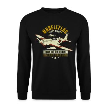 Modellflieger Modellflug RC Flugzeug Test Pilot - Unisex Pullover - Schwarz - Vorne - Alina (178cm) & Michal (187cm)