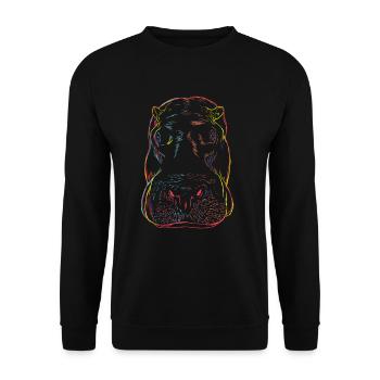Neugieriger Nilpferd - Unisex Pullover - Schwarz - Vorne - Alina (178cm) & Michal (187cm)