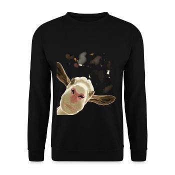 Neugierige Ziege - Unisex Pullover - Schwarz - Vorne - Alina (178cm) & Michal (187cm)
