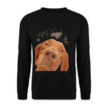 Neugieriger Ungarischer Vorstehhund - Unisex Pullover - Schwarz - Vorne - Alina (178cm) & Michal (187cm)