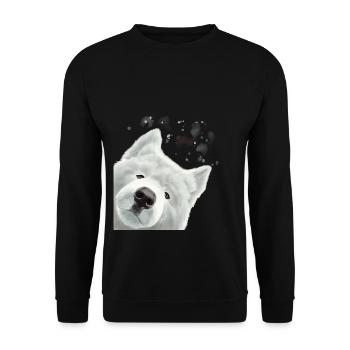 Curious Samoyed Dog - Unisex Sweatshirt - black - Front - Alina (178cm) & Michal (187cm)