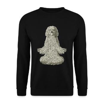Bergamasker Hirtenhund Meditation - Unisex Pullover - Schwarz - Vorne - Alina (178cm) & Michal (187cm)