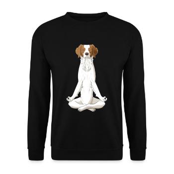 Meditierender Epagneul Breton Hund - Unisex Pullover - Schwarz - Vorne - Alina (178cm) & Michal (187cm)