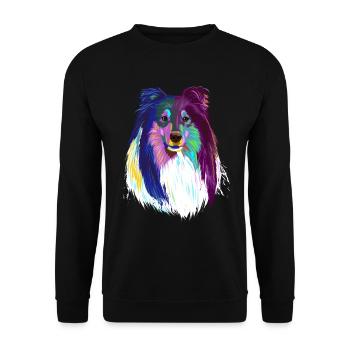 Collier de cheveux longs colorés chien - Sweat-shirt Unisexe - noir - Devant - Alina (178cm) & Michal (187cm)