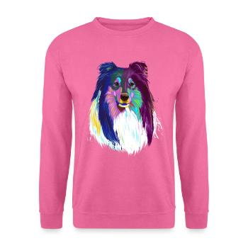 Collier de cheveux longs colorés chien - Sweat-shirt Unisexe - rose - Devant