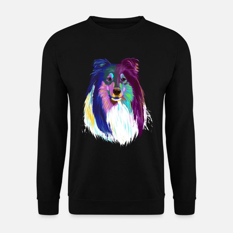 Farbiger Langhaarcollie Hund - Unisex Pullover - Schwarz