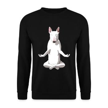 Meditierender Bullterrier Hund - Unisex Pullover - Schwarz - Vorne - Alina (178cm) & Michal (187cm)