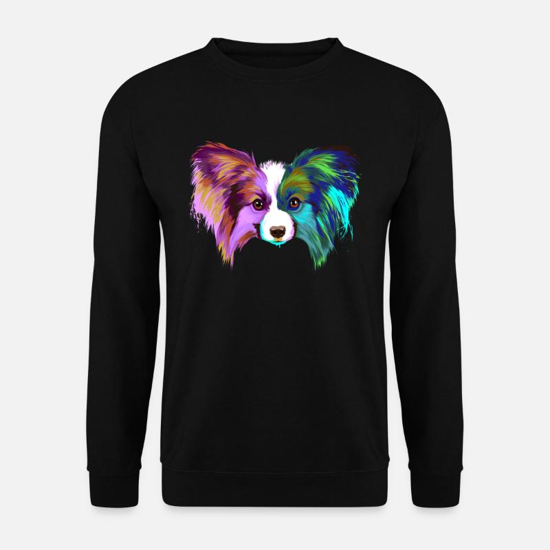 Splash Kontinentaler Zwergspaniel Hund - Unisex Pullover - Schwarz