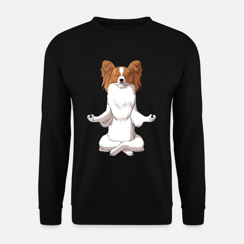 Meditating Papillon Dog - Unisex Sweatshirt - black