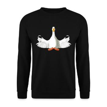 Meditierende Ente - Unisex Pullover - Schwarz - Vorne - Alina (178cm) & Michal (187cm)