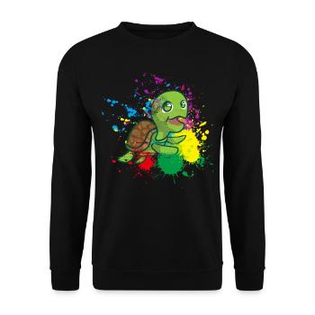 Farbige Schildkröte - Unisex Pullover - Schwarz - Vorne - Alina (178cm) & Michal (187cm)