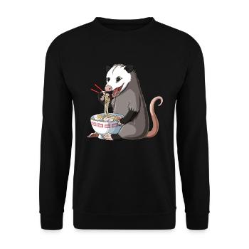 Opossum Eats Ramen Noodles - Unisex Sweatshirt - black - Front - Alina (178cm) & Michal (187cm)