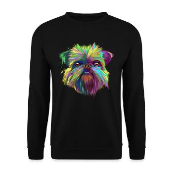Splash Brussels Griffon Dog - Unisex Sweatshirt - black - Front - Alina (178cm) & Michal (187cm)