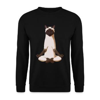 Meditating Siamese Cat - Unisex Sweatshirt - black - Front - Alina (178cm) & Michal (187cm)