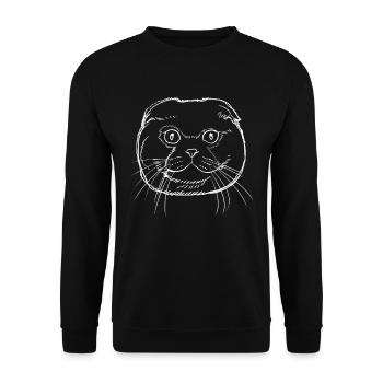 Scottish Fold Katze - Unisex Pullover - Schwarz - Vorne - Alina (178cm) & Michal (187cm)