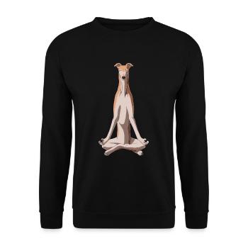 Chien méditant Greyhound - Sweat-shirt Unisexe - noir - Devant - Alina (178cm) & Michal (187cm)
