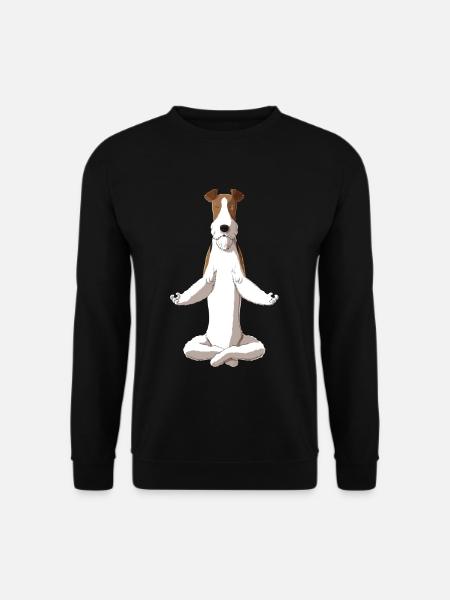 Meditierender Drahthaar Foxterrier Hund - Unisex Pullover - Schwarz