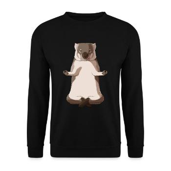 Meditierender Wombat - Unisex Pullover - Schwarz - Vorne - Alina (178cm) & Michal (187cm)
