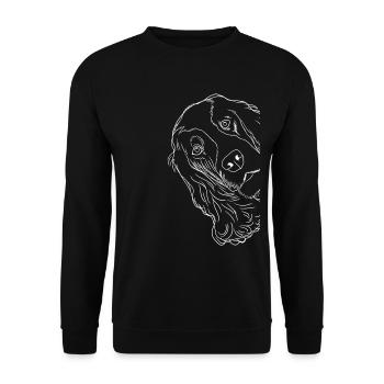 Neugieriger English Cocker Spaniel Hund - Unisex Pullover - Schwarz - Vorne - Alina (178cm) & Michal (187cm)