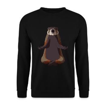 Meditating Yoga Groundhog - Unisex Sweatshirt - black - Front - Alina (178cm) & Michal (187cm)