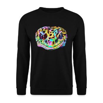 Farbiger Leopard Gecko - Unisex Pullover - Schwarz - Vorne - Alina (178cm) & Michal (187cm)